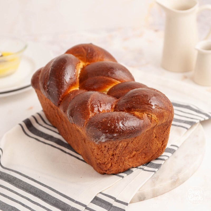 loaf of brioche bread on a white background