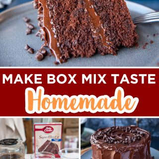 pinterest image for doctored chocolate box mix