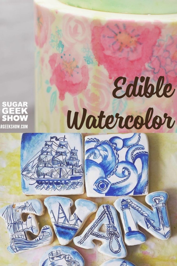 Edible watercolor is the perfect medium to use on pretty much anything. Fondant, gumpaste, modeling chocolate, royal icing, wafer paper and more. 