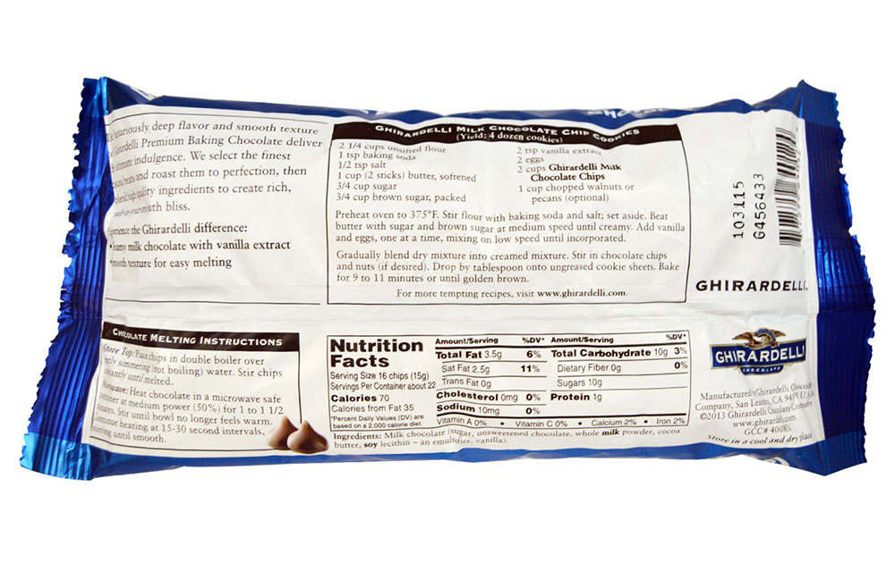 back of ghirardelli chocolate chip bag