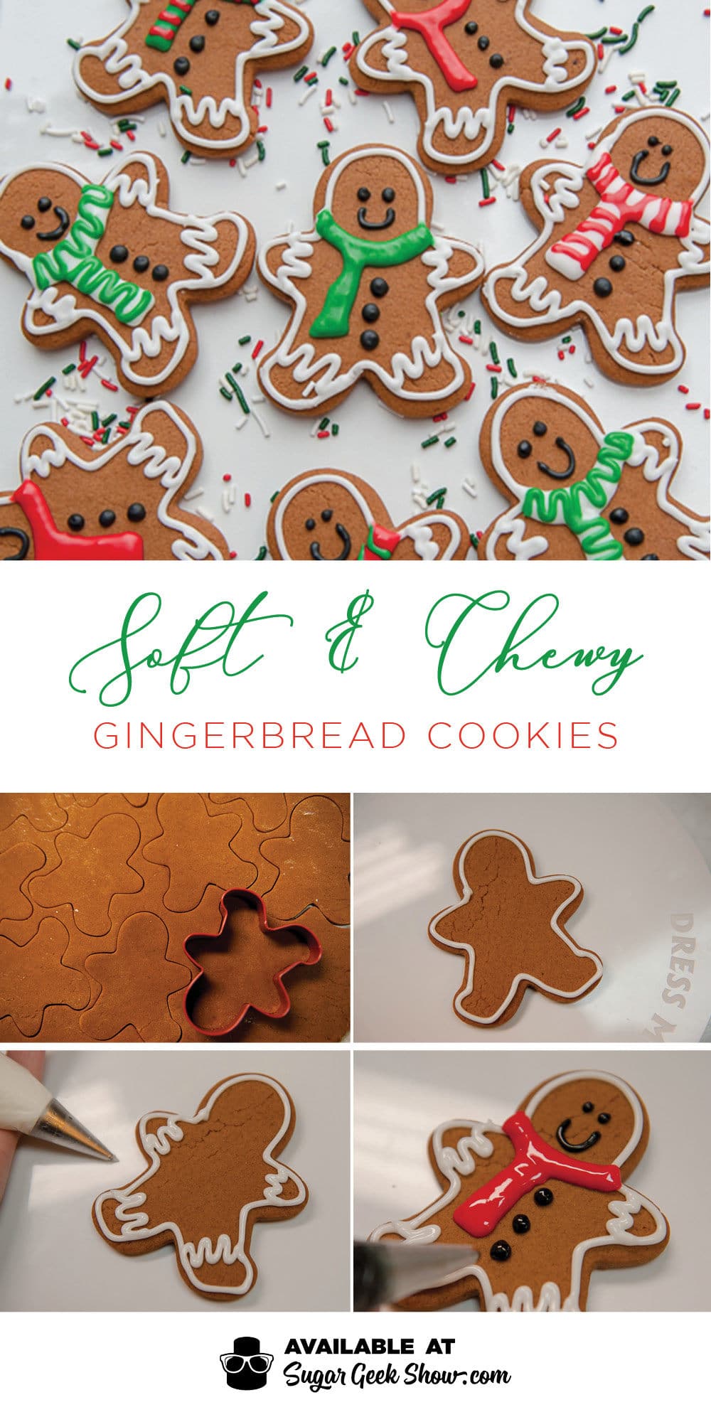 Soft and chewy gingerbread cookies get their amazing texture from butter, brown sugar and molasses! Super simple no-spread recipe and easy piping tips for the cutest gingerbread men cookies ever