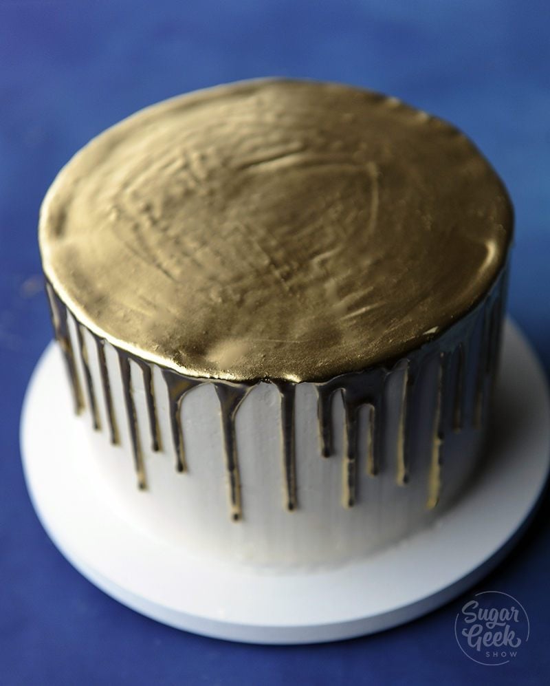 gold drip cake tutorial