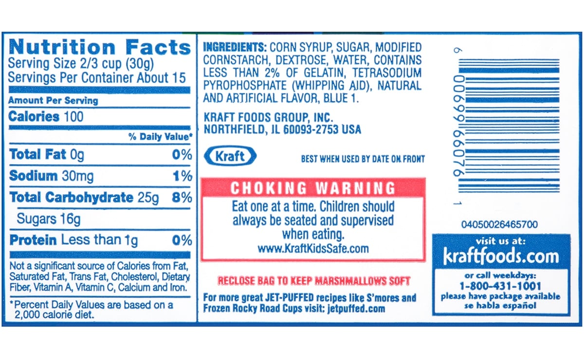 jet puff marshmallows ingredients label