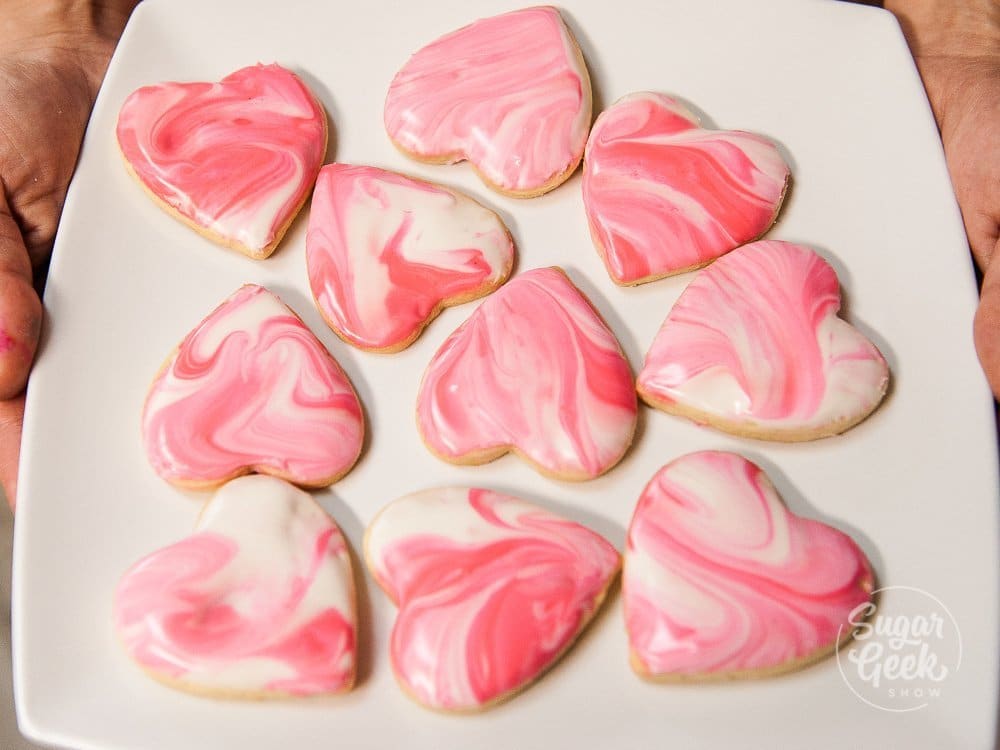 marbled valentines day cookies