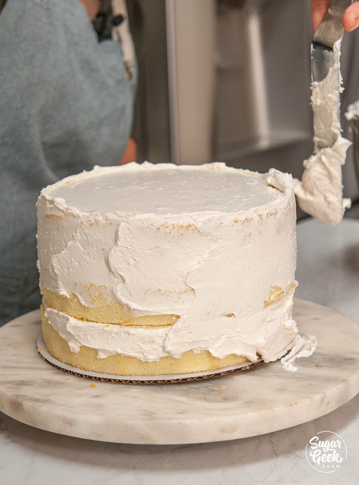 vanilla cake with a crumb coat
