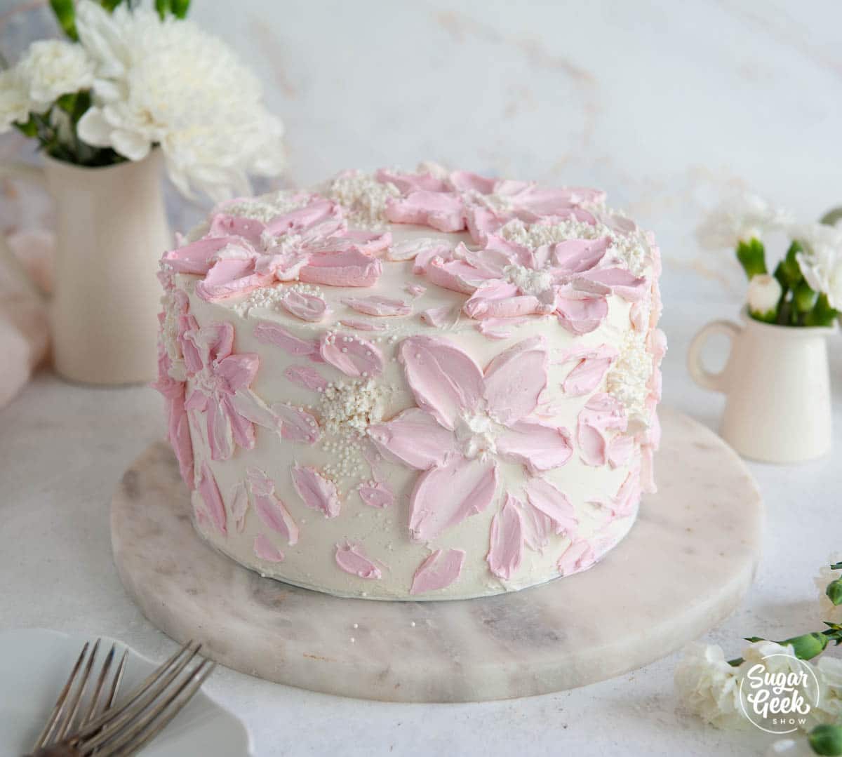 buttercream cake on a white background