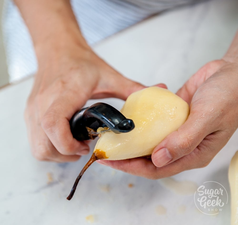 peeling pears for poaching