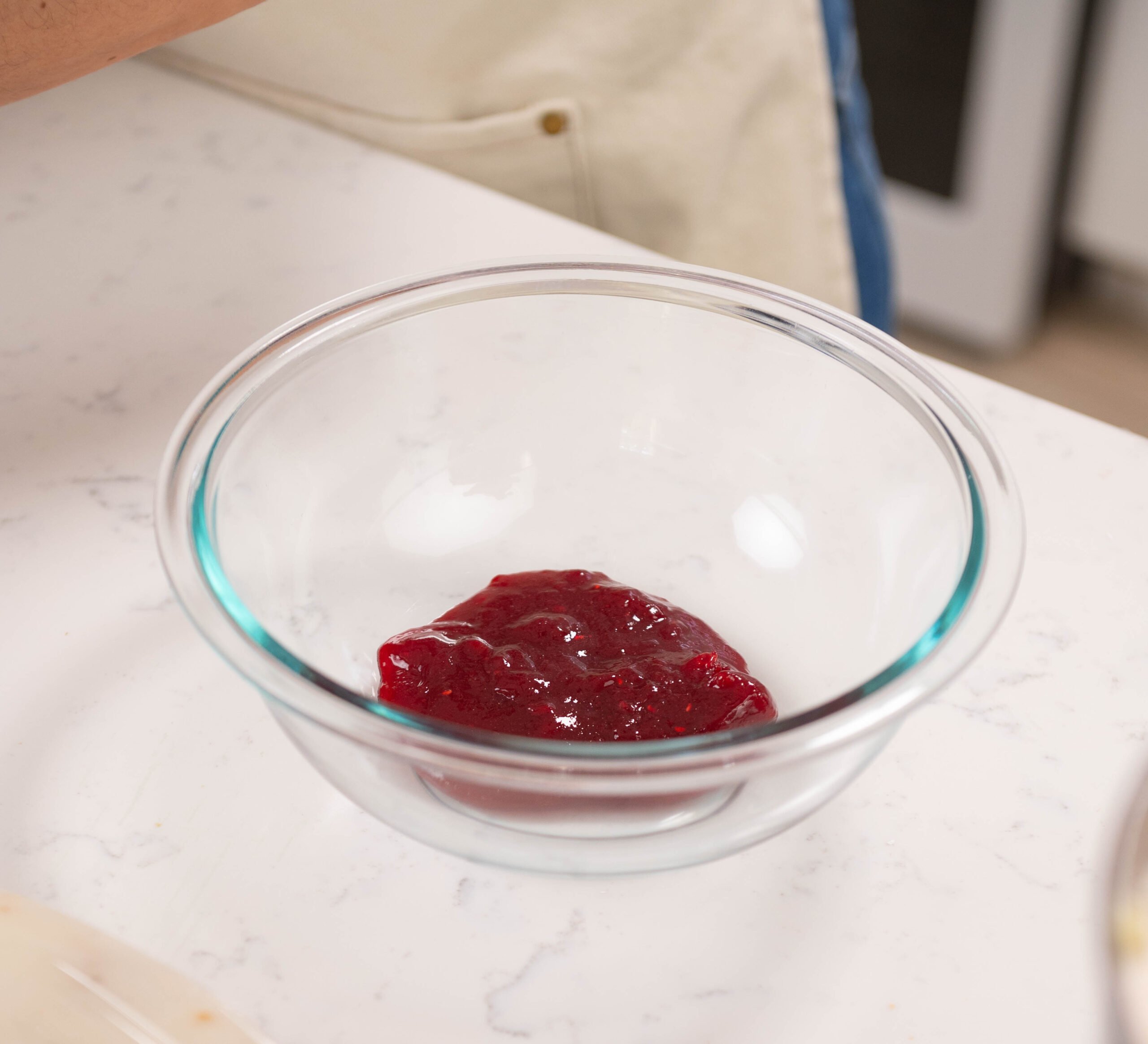 raspberry filling inside bowl