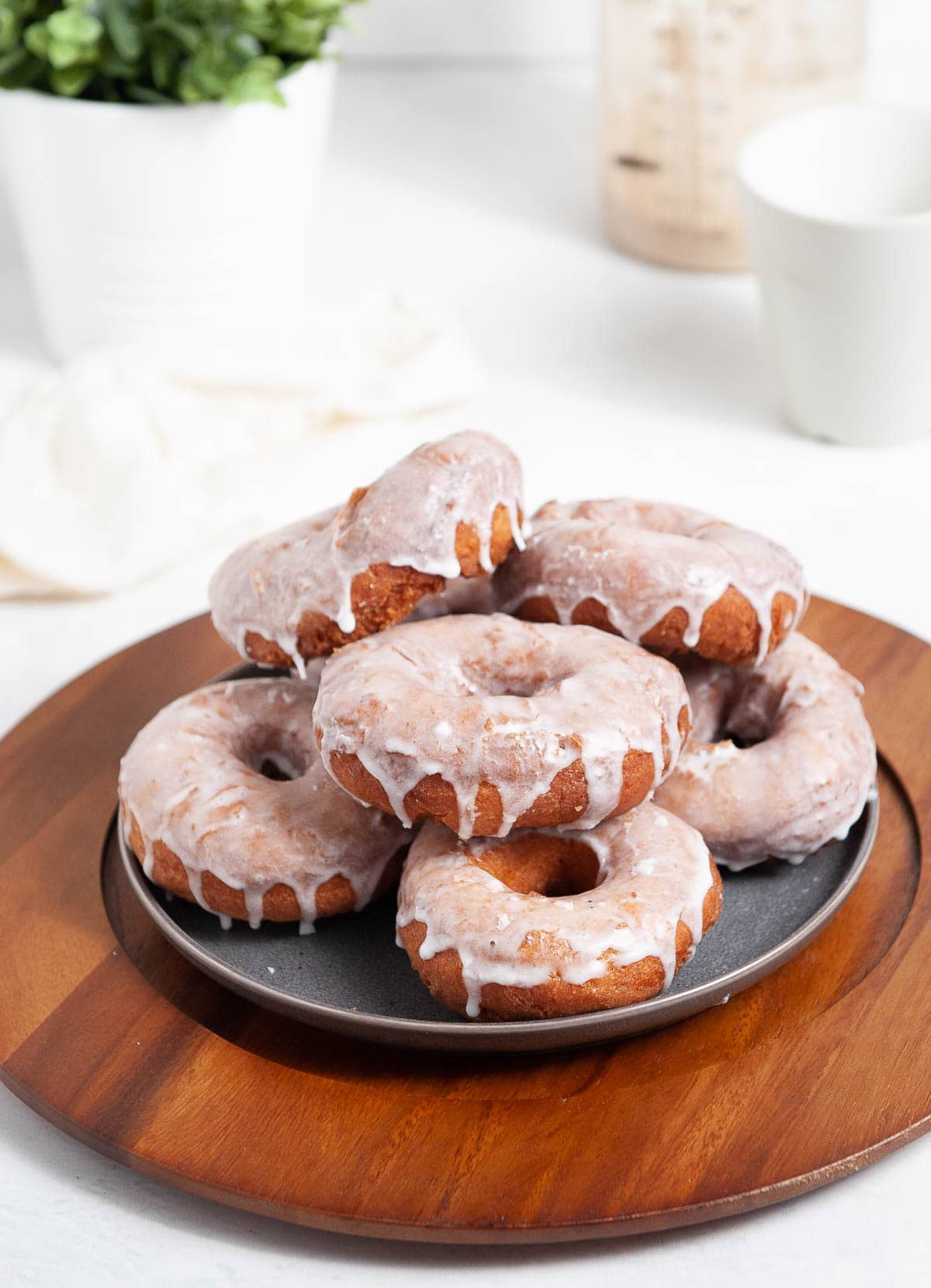 glazed sourdough donuts on a plate