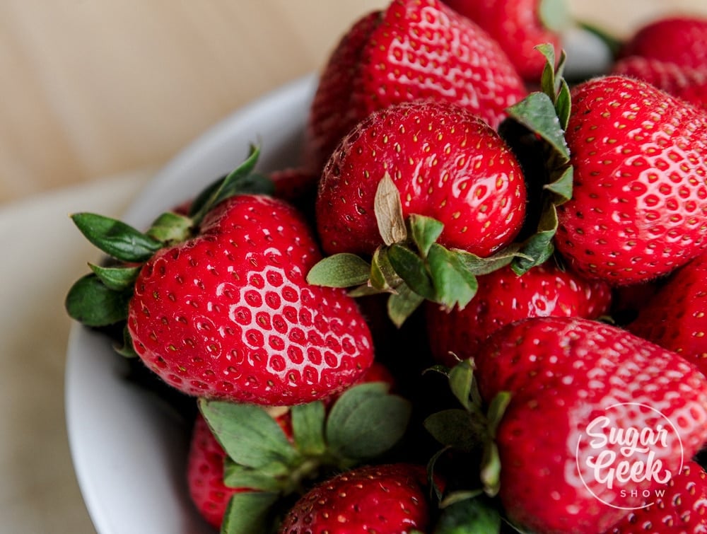 fresh strawberries in strawberry cake