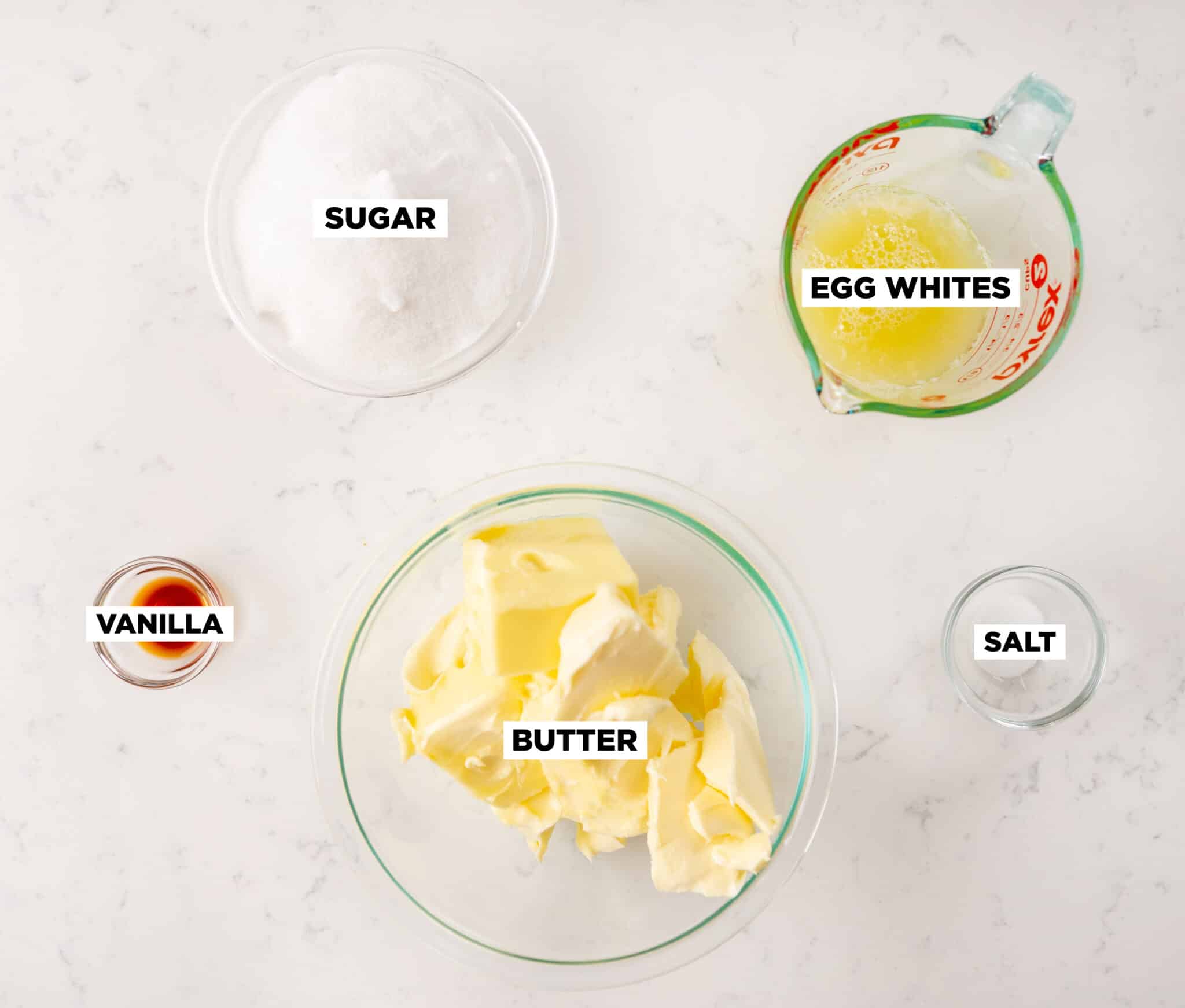 Swiss meringue buttercream ingredients