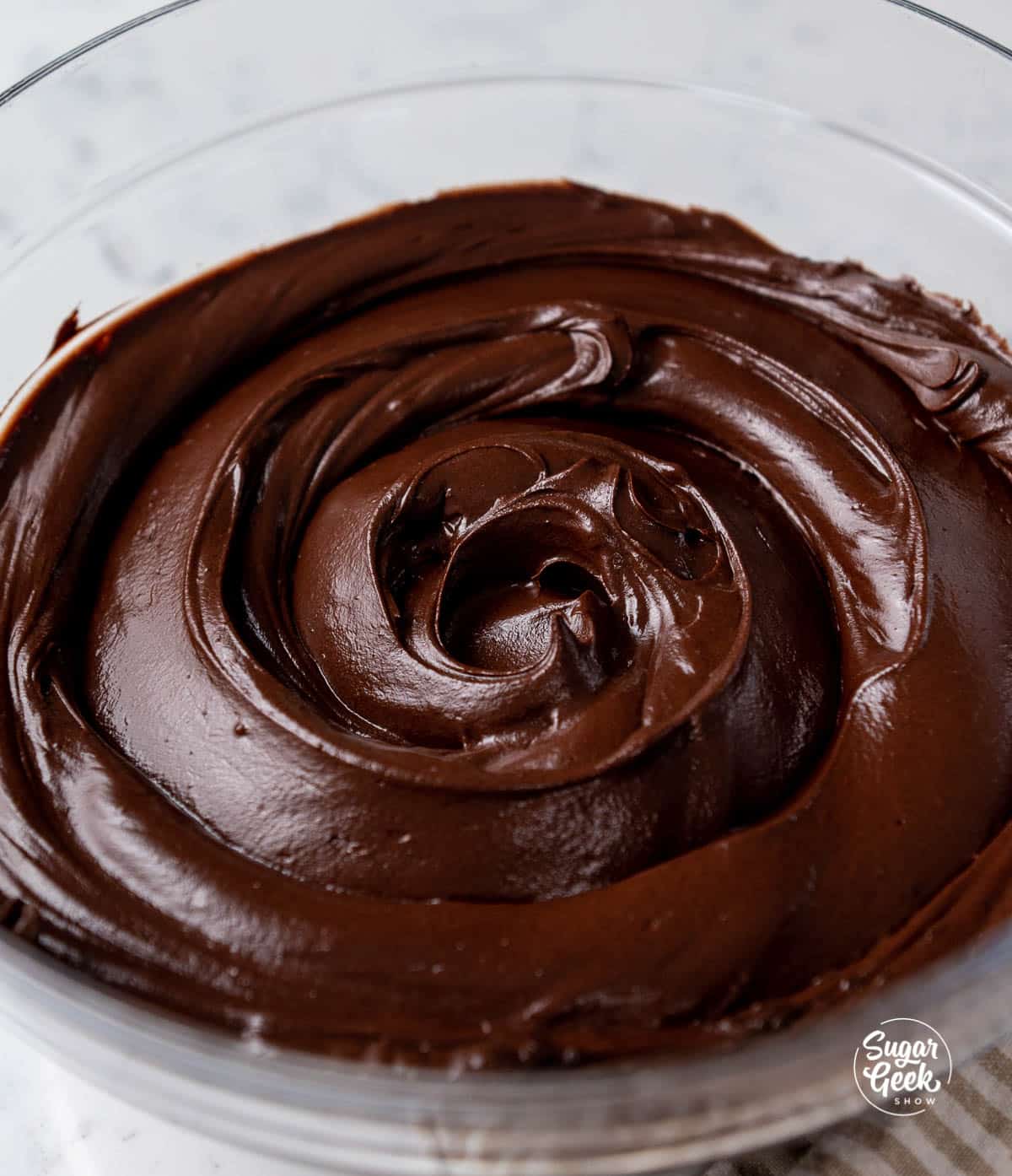 bowl of chocolate frosting